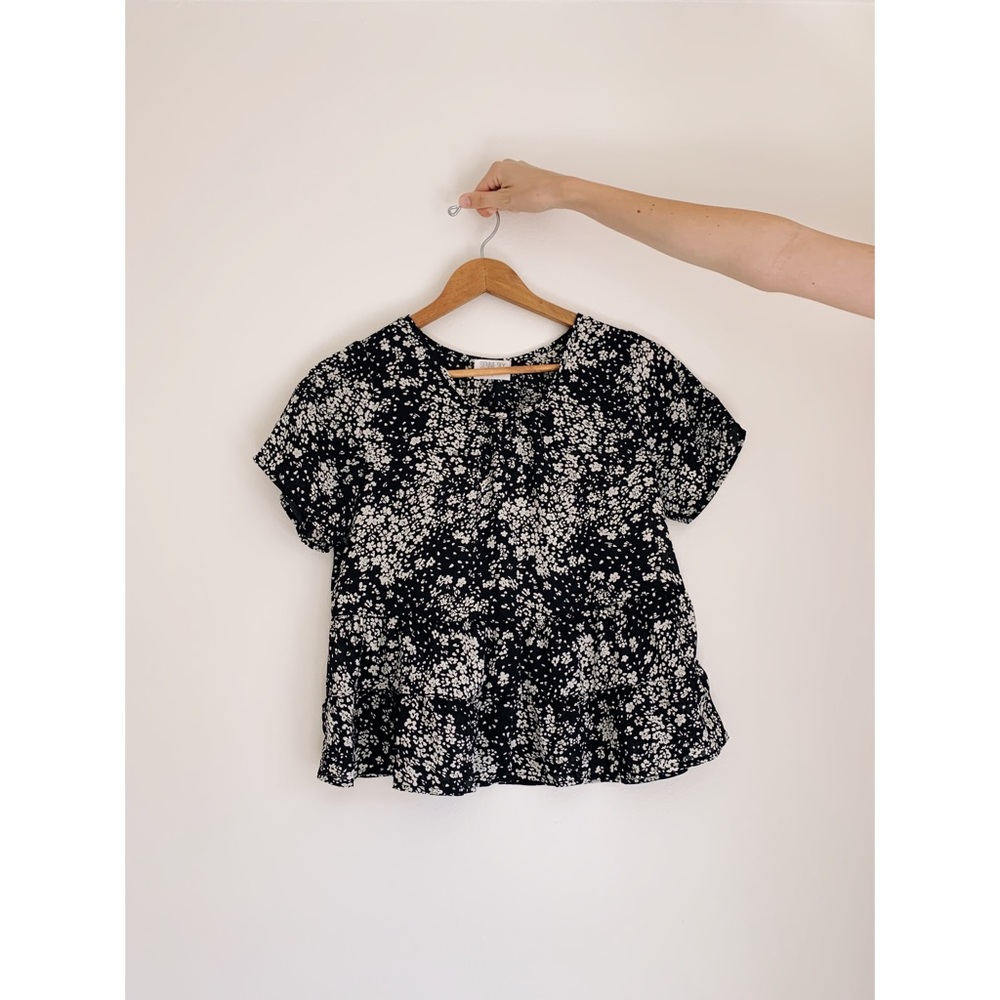 Black and white floral blouse